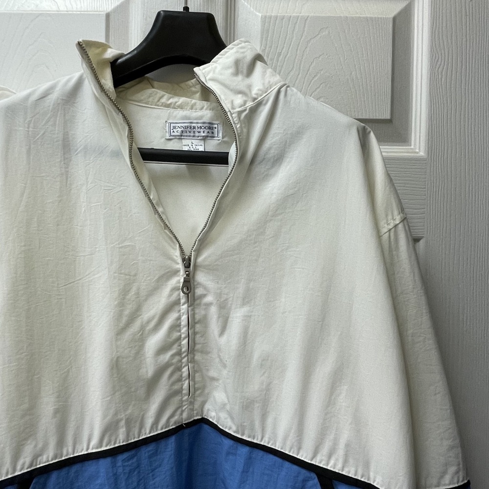 Vintage Jennifer Moore Large Colorblocked Anorak Removable Hood 1/4 Zip Pockets